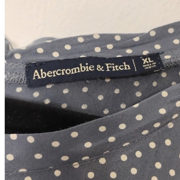 Abercrombie & Fitch XL Charcoal Gray Polka Dot Blouse Back Buttons - Picture 6 of 9